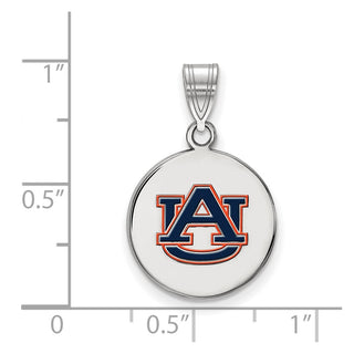 Sterling Silver Rhodium-plated LogoArt Auburn University Medium Enameled Disc Pendant