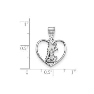 Sterling Silver Rhodium-plated LogoArt Alpha Xi Delta Sorority Symbol Heart Pendant