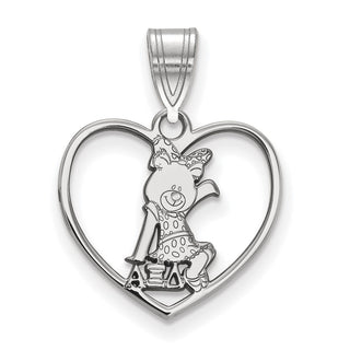 Sterling Silver Rhodium-plated LogoArt Alpha Xi Delta Sorority Symbol Heart Pendant
