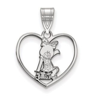 Sterling Silver Rhodium-plated LogoArt Alpha Xi Delta Sorority Symbol Heart Pendant