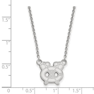 10k White Gold NHL LogoArt Chicago Blackhawks Letter C and Tomahawk Small Pendant 18 inch Necklace