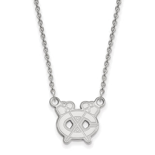 14k White Gold NHL LogoArt Chicago Blackhawks Letter C and Tomahawk Small Pendant 18 inch Necklace