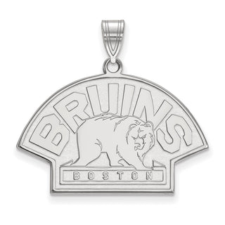 Sterling Silver Rhodium-plated NHL LogoArt Boston Bruins Large Pendant SS040BRI