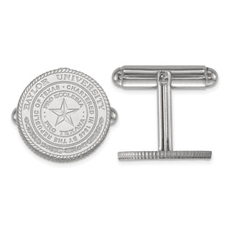 Sterling Silver Rhodium-plated LogoArt Baylor University Crest Cuff Links