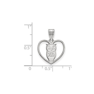 Sterling Silver Rhodium-plated LogoArt Chi Omega Sorority Symbol Heart Pendant