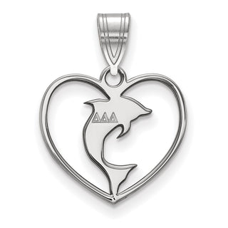 Sterling Silver Rhodium-plated LogoArt Delta Delta Delta Sorority Symbol Heart Pendant