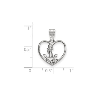 Sterling Silver Rhodium-plated LogoArt Delta Gamma Sorority Symbol Heart Pendant