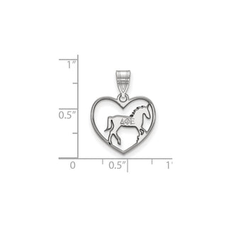 Sterling Silver Rhodium-plated LogoArt Delta Phi Epsilon Sorority Symbol Heart Pendant
