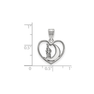 Sterling Silver Rhodium-plated LogoArt Gamma Phi Beta Sorority Symbol Heart Pendant