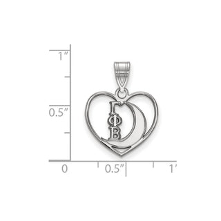 Sterling Silver Rhodium-plated LogoArt Gamma Phi Beta Sorority Symbol Heart Pendant