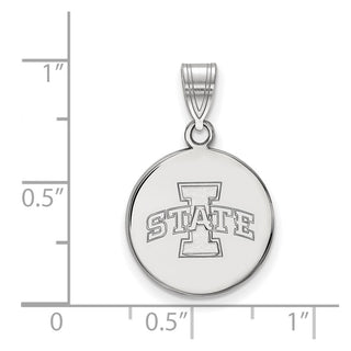 Sterling Silver Rhodium-plated LogoArt Iowa State University Medium Disc Pendant