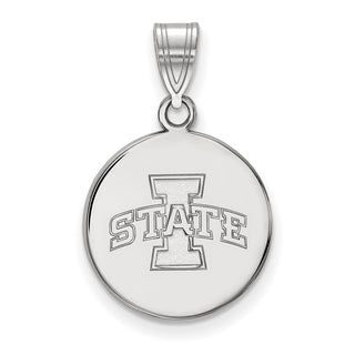 Sterling Silver Rhodium-plated LogoArt Iowa State University Medium Disc Pendant