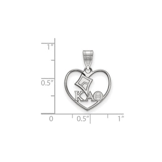 Sterling Silver Rhodium-plated LogoArt Kappa Alpha Theta Sorority Symbol Heart Pendant