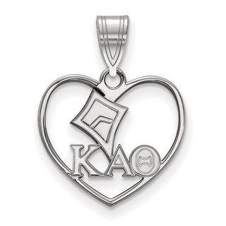 Sterling Silver Rhodium-plated LogoArt Kappa Alpha Theta Sorority Symbol Heart Pendant