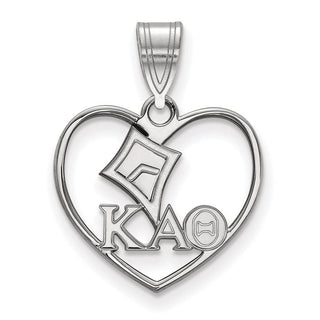 Sterling Silver Rhodium-plated LogoArt Kappa Alpha Theta Sorority Symbol Heart Pendant