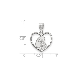 Sterling Silver Rhodium-plated LogoArt Kappa Delta Sorority Symbol Heart Pendant