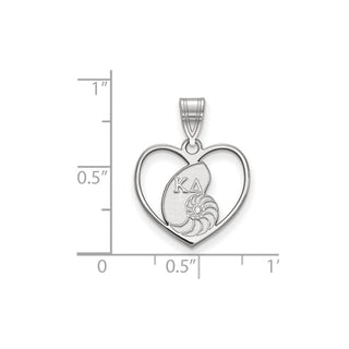 Sterling Silver Rhodium-plated LogoArt Kappa Delta Sorority Symbol Heart Pendant