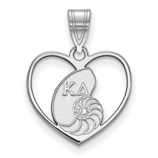 Sterling Silver Rhodium-plated LogoArt Kappa Delta Sorority Symbol Heart Pendant