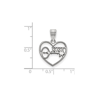 Sterling Silver Rhodium-plated LogoArt Kappa Kappa Gamma Sorority Symbol Heart Pendant