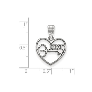 Sterling Silver Rhodium-plated LogoArt Kappa Kappa Gamma Sorority Symbol Heart Pendant