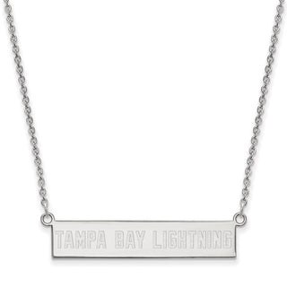 Sterling Silver Rhodium-plated NHL LogoArt Tampa Bay Lightning Small Bar 18 inch Necklace