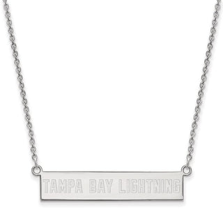 Sterling Silver Rhodium-plated NHL LogoArt Tampa Bay Lightning Small Bar 18 inch Necklace