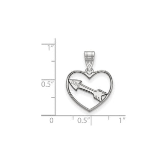 Sterling Silver Rhodium-plated LogoArt Pi Beta Phi Sorority Symbol Heart Pendant