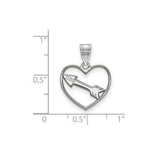 Sterling Silver Rhodium-plated LogoArt Pi Beta Phi Sorority Symbol Heart Pendant