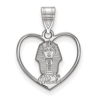Sterling Silver Rhodium-plated LogoArt Phi Sigma Sigma Sorority Symbol Heart Pendant