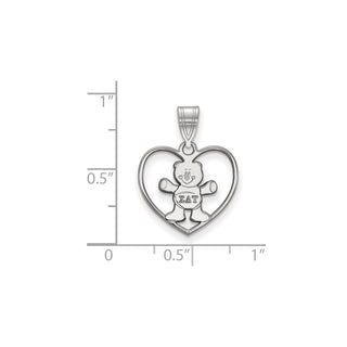 Sterling Silver Rhodium-plated LogoArt Sigma Delta Tau Sorority Symbol Heart Pendant