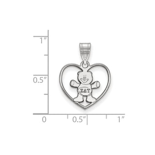 Sterling Silver Rhodium-plated LogoArt Sigma Delta Tau Sorority Symbol Heart Pendant