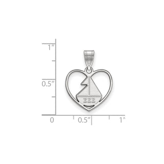 Sterling Silver Rhodium-plated LogoArt Sigma Sigma Sigma Sorority Symbol Heart Pendant