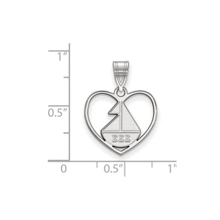Sterling Silver Rhodium-plated LogoArt Sigma Sigma Sigma Sorority Symbol Heart Pendant