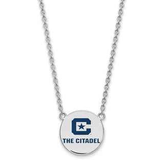 Sterling Silver Rhodium-plated LogoArt The Citadel Large Enamel Pendant w/Necklace