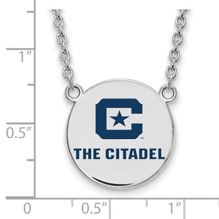 Sterling Silver Rhodium-plated LogoArt The Citadel Large Enamel Pendant w/Necklace