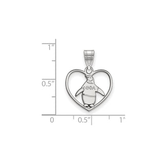 Sterling Silver Rhodium-plated LogoArt Theta Phi Alpha Sorority Symbol Heart Pendant