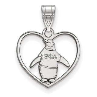 Sterling Silver Rhodium-plated LogoArt Theta Phi Alpha Sorority Symbol Heart Pendant