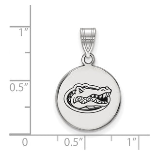 Sterling Silver Rhodium-plated LogoArt University of Florida Gator Medium Enameled Disc Pendant