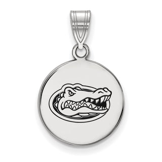 Sterling Silver Rhodium-plated LogoArt University of Florida Gator Medium Enameled Disc Pendant