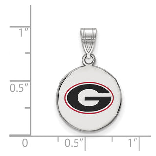 Sterling Silver Rhodium-plated LogoArt University of Georgia Letter G Medium Enameled Disc Pendant