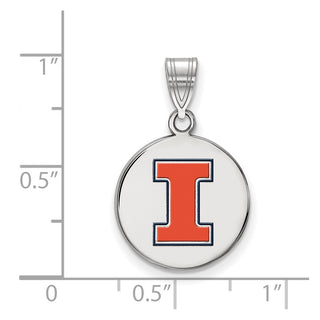 Sterling Silver Rhodium-plated LogoArt University of Illinois Letter I Medium Enameled Disc Pendant