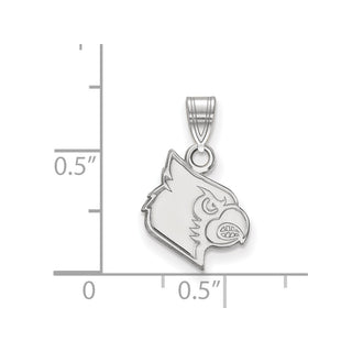 Sterling Silver Rhodium-plated LogoArt University of Louisville Cardinal Small Pendant