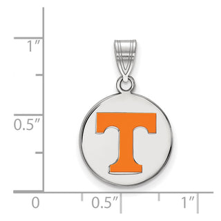Sterling Silver Rhodium-plated LogoArt University of Tennessee Letter T Medium Enameled Disc Pendant
