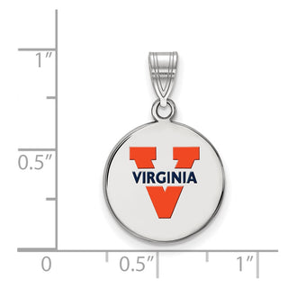 Sterling Silver Rhodium-plated LogoArt University of Virginia Medium Enameled Disc Pendant