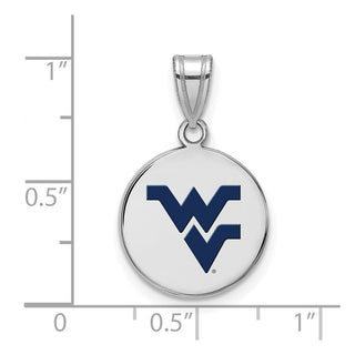 Sterling Silver Rhodium-plated LogoArt West Virginia University W-V Medium Enameled Disc Pendant