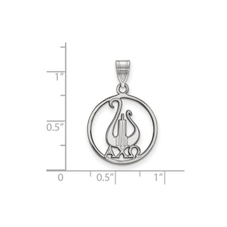 Sterling Silver Rhodium-plated LogoArt Alpha Chi Omega Sorority Symbol Large Circle Pendant