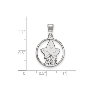 Sterling Silver Rhodium-plated LogoArt Alpha Phi Sorority Symbol Medium Circle Pendant
