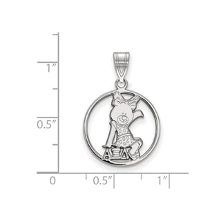 Sterling Silver Rhodium-plated LogoArt Alpha Xi Delta Sorority Symbol Medium Circle Pendant