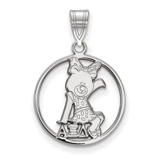 Sterling Silver Rhodium-plated LogoArt Alpha Xi Delta Sorority Symbol Medium Circle Pendant