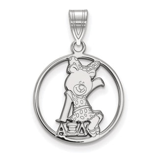 Sterling Silver Rhodium-plated LogoArt Alpha Xi Delta Sorority Symbol Medium Circle Pendant